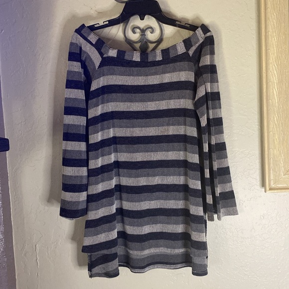 Striped Yarn Off Shoulder Ribbed Tunic Top Pre/Luv Condition,large - Picture 4 of 6